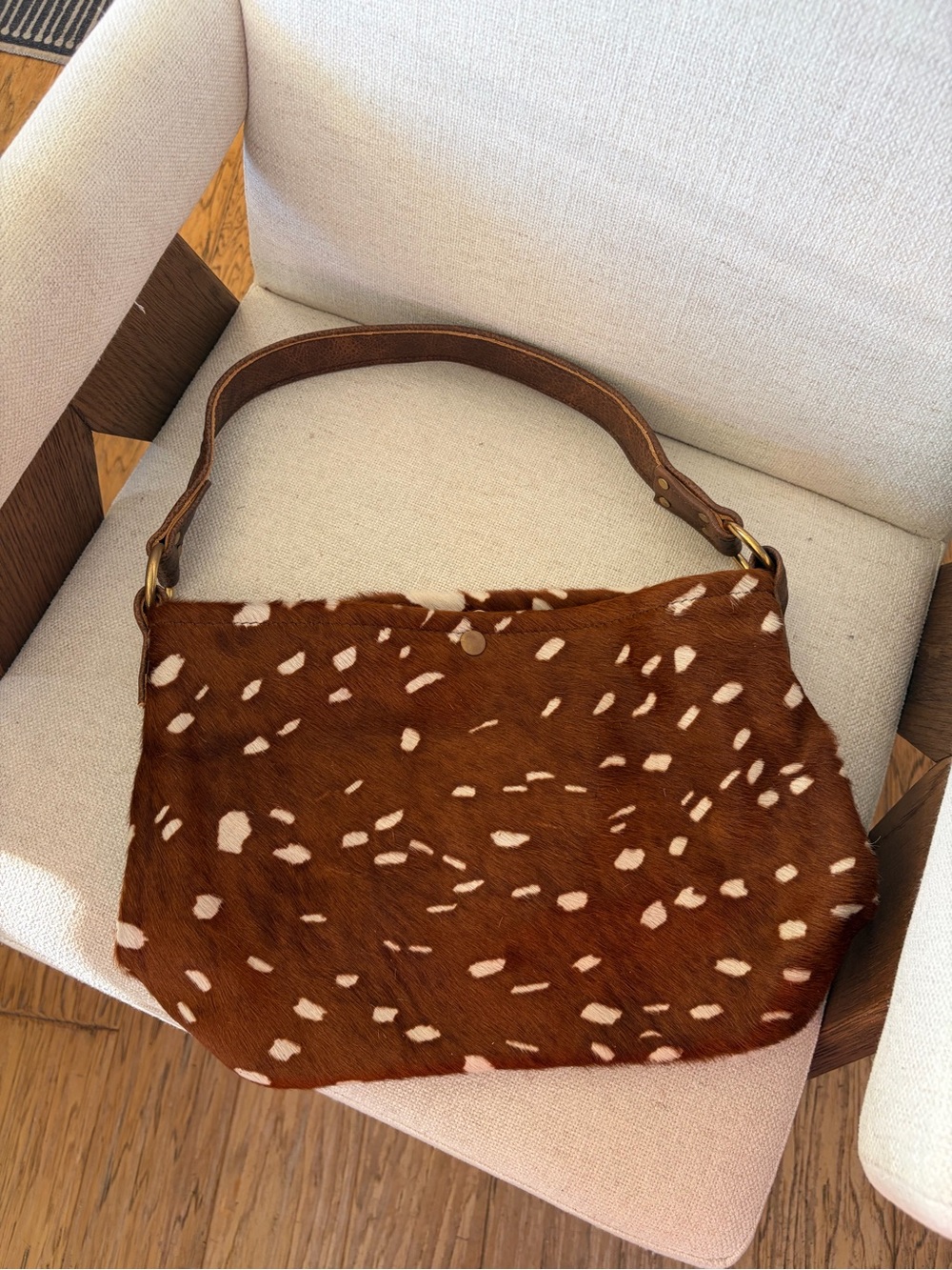 NEW Brown and White Spotted Haircalf Shoulder Bag